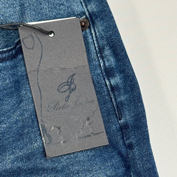 NWT Poetic Justice Verla Boyfriend Jeans Dark Wash Distressed Bleached Size 28 R - Picture 7 of 13